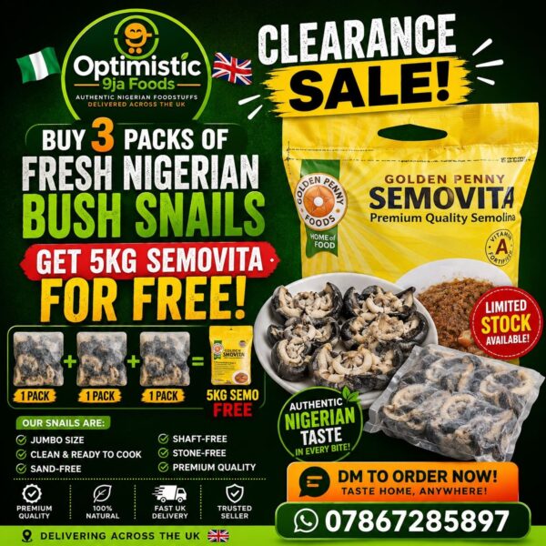 Clearance Sale - Buy 3 Packs of Fresh Nigerian Bush Snails